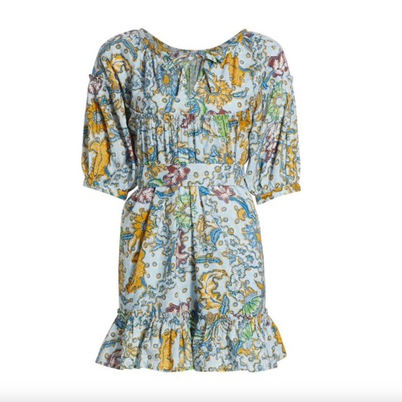 NWT $295 SUZIE KONDI Vari Batik Ruffle Mini Dress in Paradise Blue - size XS! - Picture 5 of 6